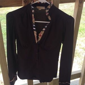 Burberry long sleeve blouse brawn color Sz S